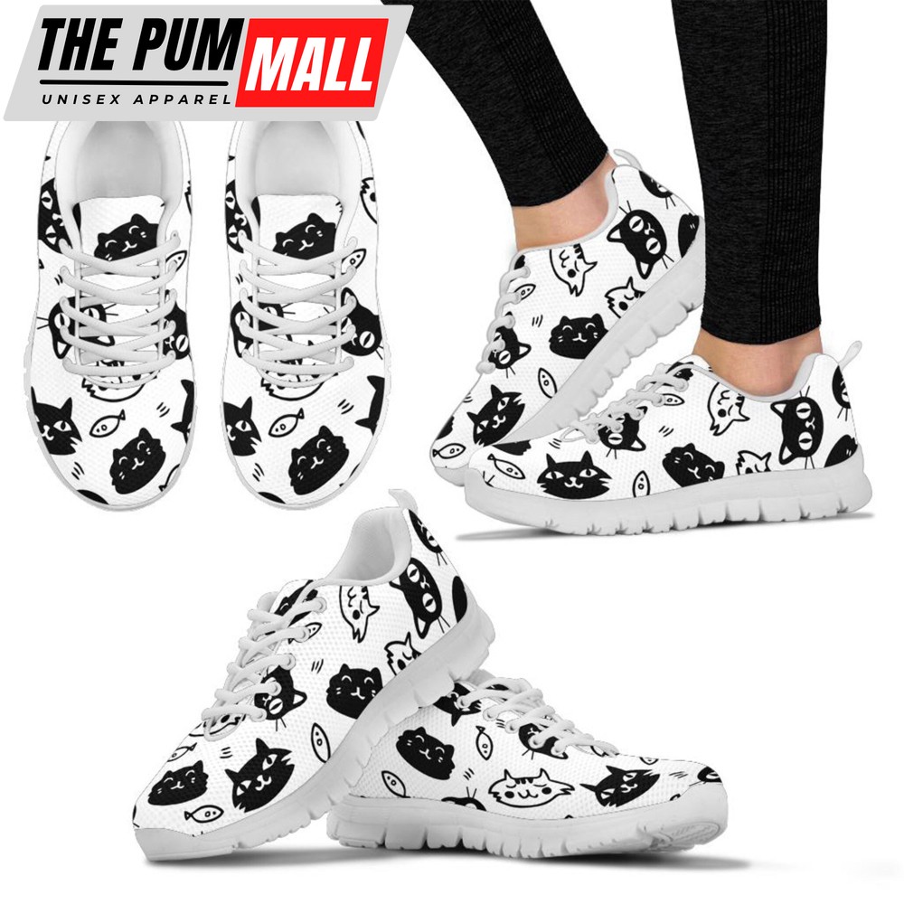 Women’s Cute Cats Tie Sneakers For Women Comfortable Walking Running Lightweight Casual Shoes