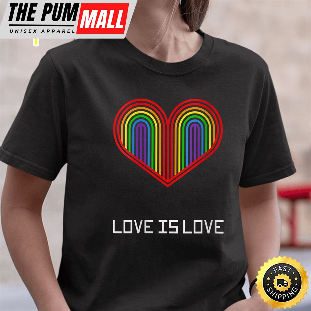 Womens Cute Love is Love Vintage LGBT Valentine Tshirt Gift Valentines Day T-shirt