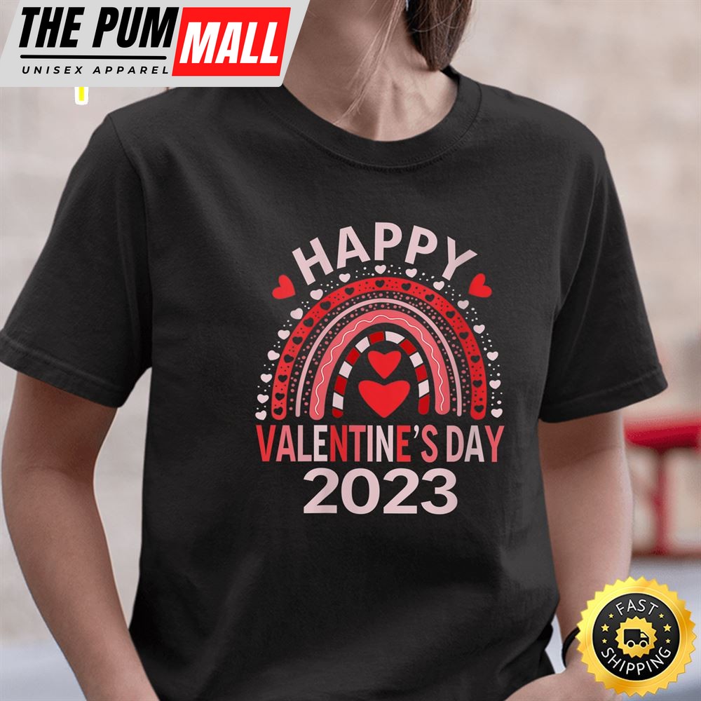 Womens Happy Valentines Day Heart Love Funny Valentine 2025 Rainbow T-Shirt