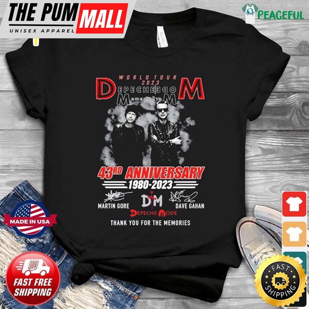 World Tour 2025 Depeche Mode Memento Mori 43rd Anniversary 1980-2025 Signatures Shirt