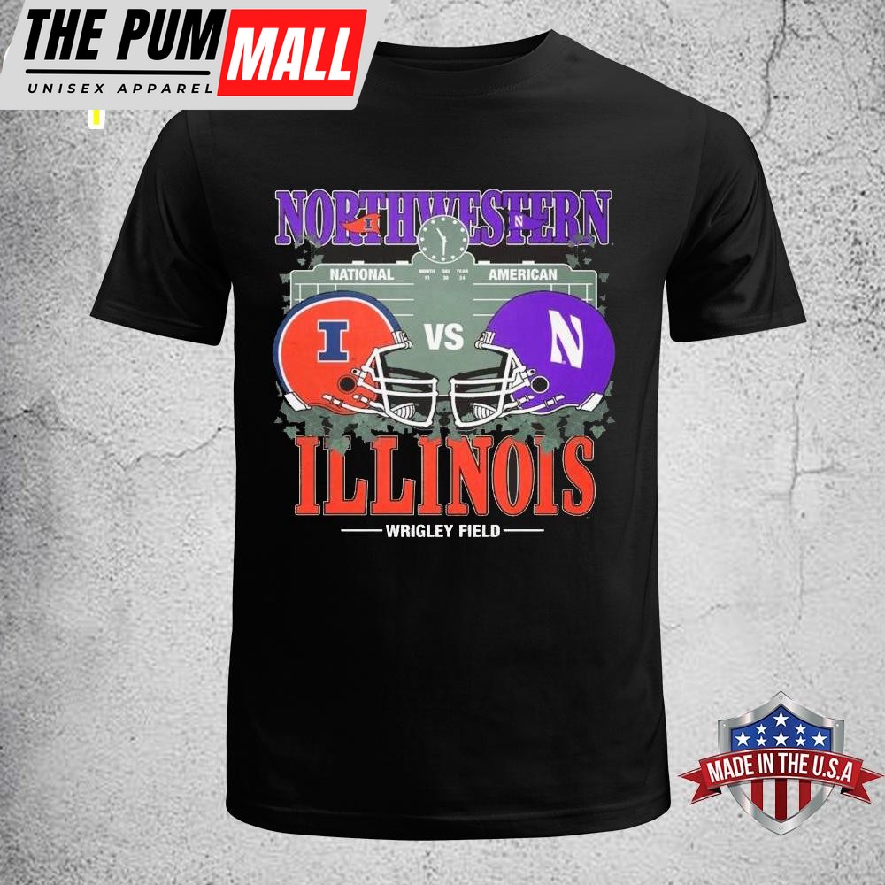 Wrigley Field Northwestern X University of Illinois Dueling Football 2024 Unisex T-Shirt