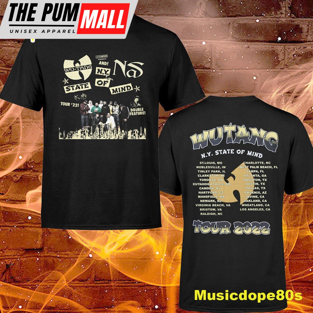 Wu-tang And Nas New York State Of Mind Tour 2022 Dates Black T-shirt