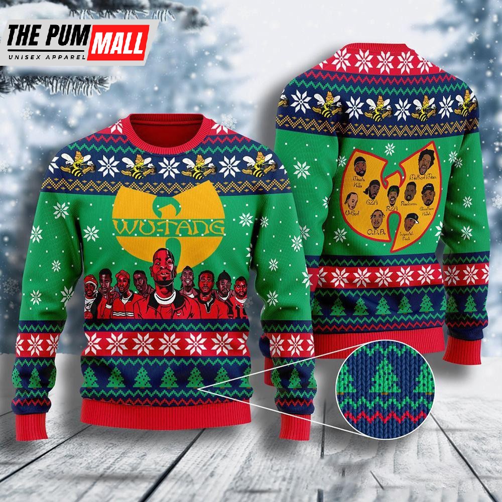 Wu-tang Clan All Over Printed Ugly Christmas Member 36 Cream Sweater Gift For Christmas