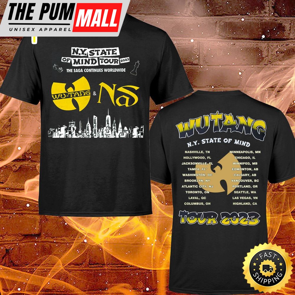 Wu-tang Clan & Nas New York State Of Mind Tour 2023 North American Dates T-shirt