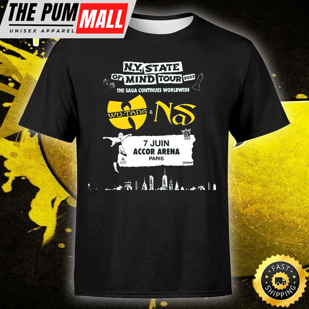 Wu-tang Clan & Nas – Ny State Of Mind Tour Arena En 2025 Unisex Tshirt