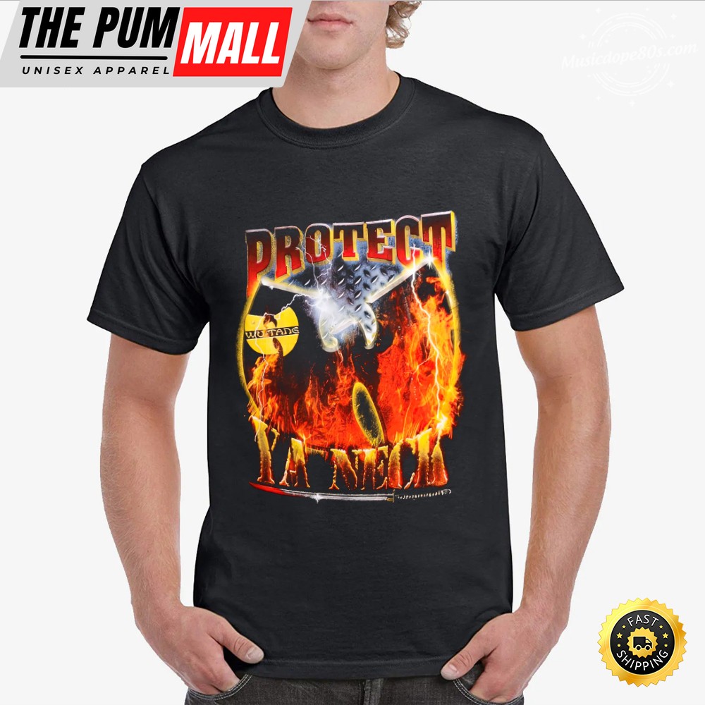 WU-TANG CLAN PROTECT YA NECK Vintage Style Black T-shirt