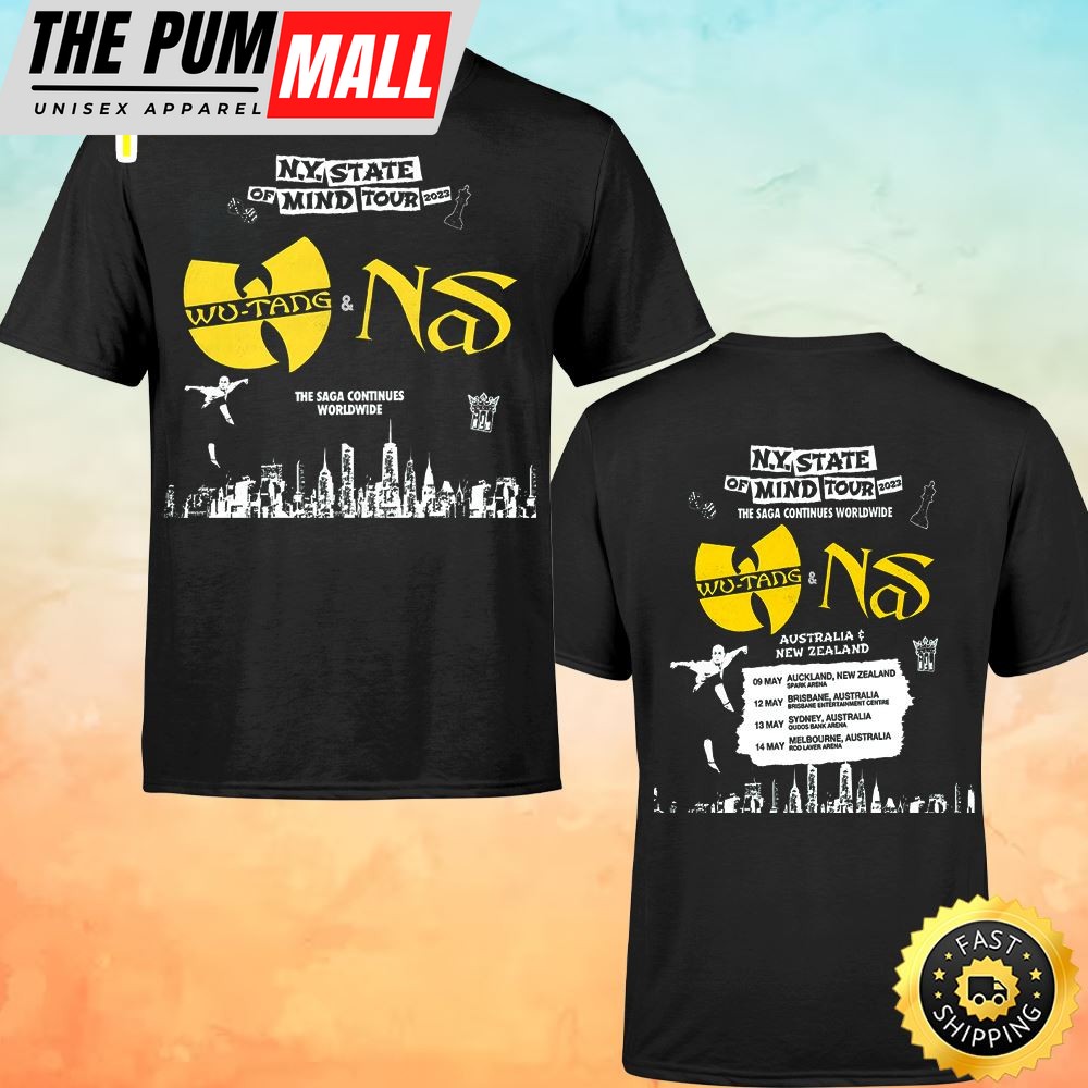 Wutang Clan & Nas N.Y State Of Mind Tour Australia & New Zealand 2023 The Saga Continues Worldwide Unisex T-shirt