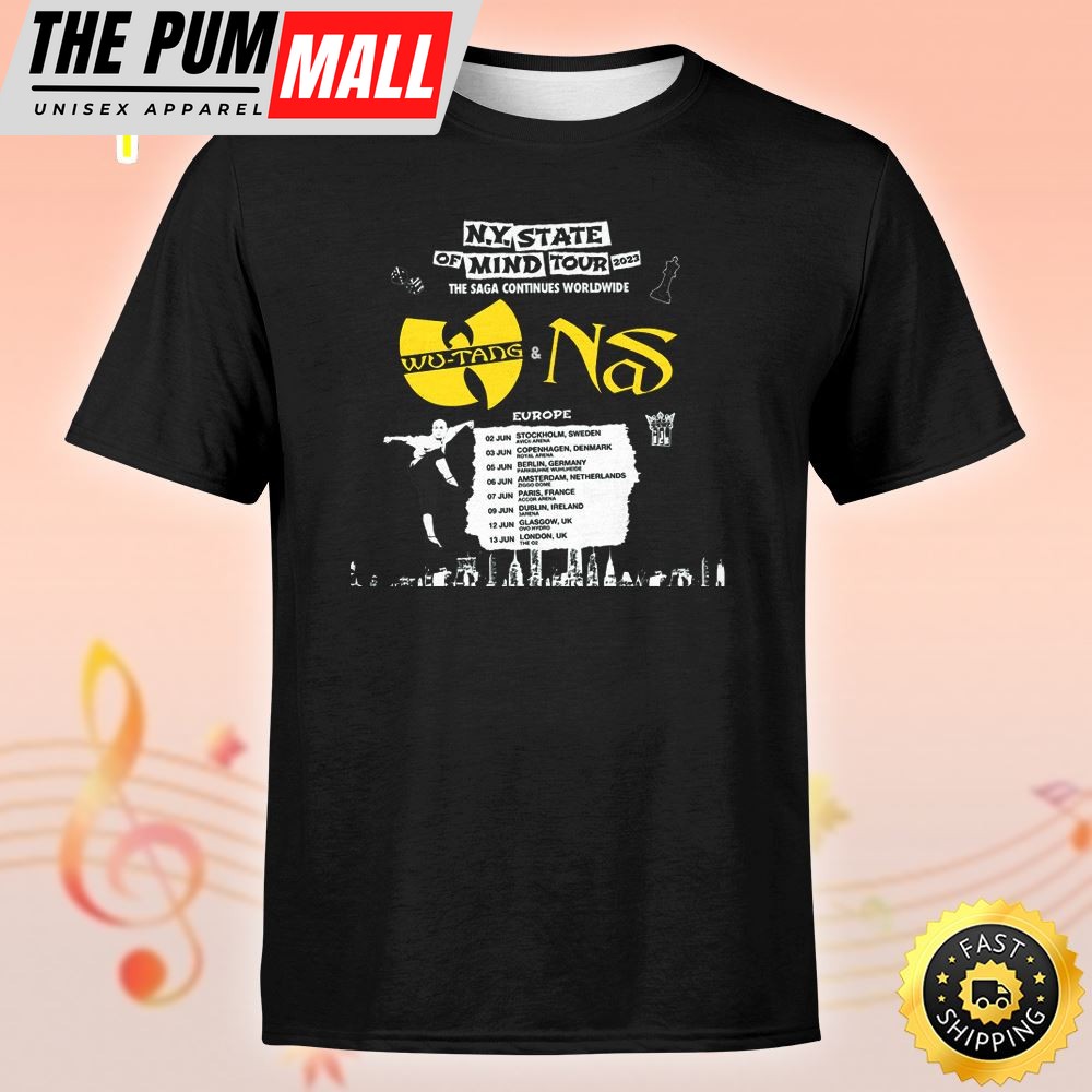 Wutang & Nas N.Y State Of Mind Tour 2023 The Saga Continues Worldwide Europe Unisex Tshirt