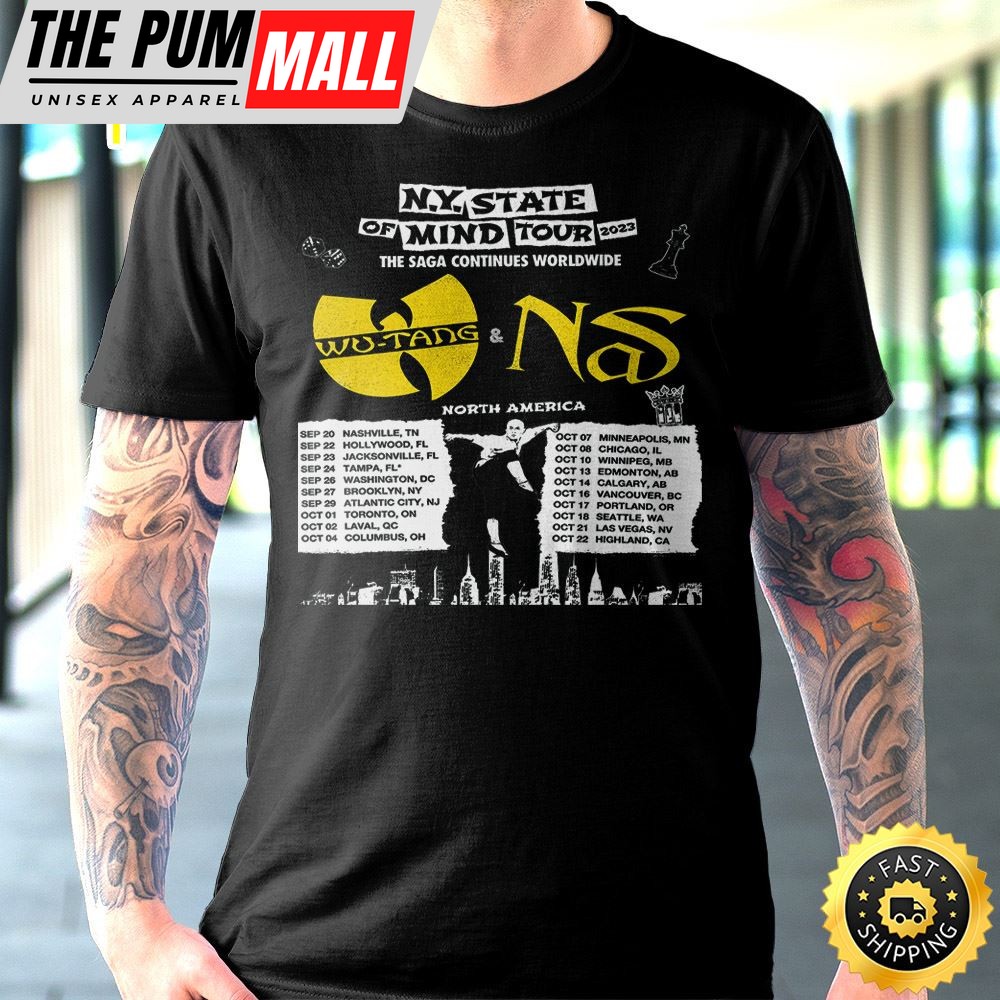 Wutang & Nas N.Y State Of Mind Tour 2023 The Saga Continues Worldwide North America Unisex Tshirt