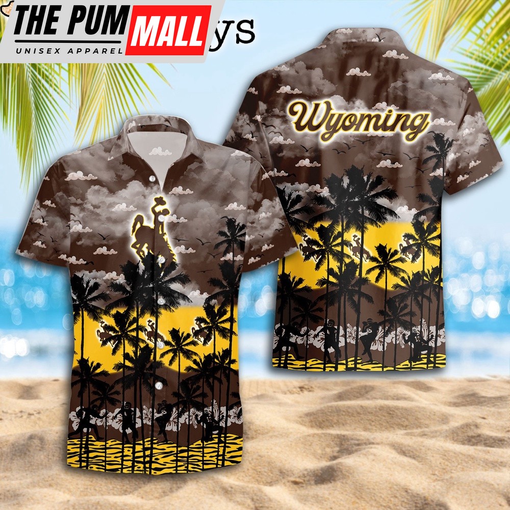 Wyoming Cowboys Palms Tree Hawaiian Shirt