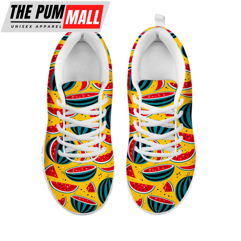 yellow-watermelon-pieces-pattern-print-white-running-shoes-gift-for-men-and-wom-8veulitr Yellow Watermelon Pieces Pattern Print White Running Shoes, Gift For Men And Women