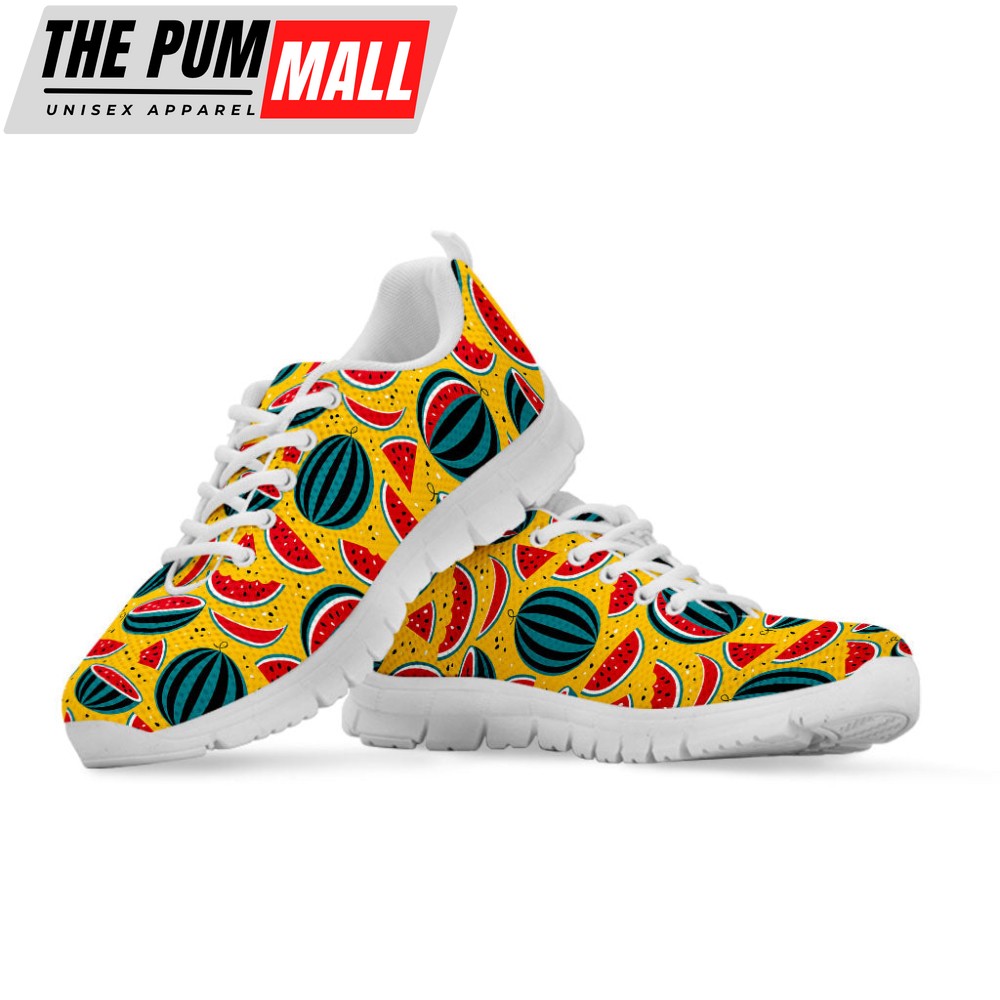 yellow-watermelon-pieces-pattern-print-white-running-shoes-gift-for-men-and-wom-8veulitr Yellow Watermelon Pieces Pattern Print White Running Shoes, Gift For Men And Women