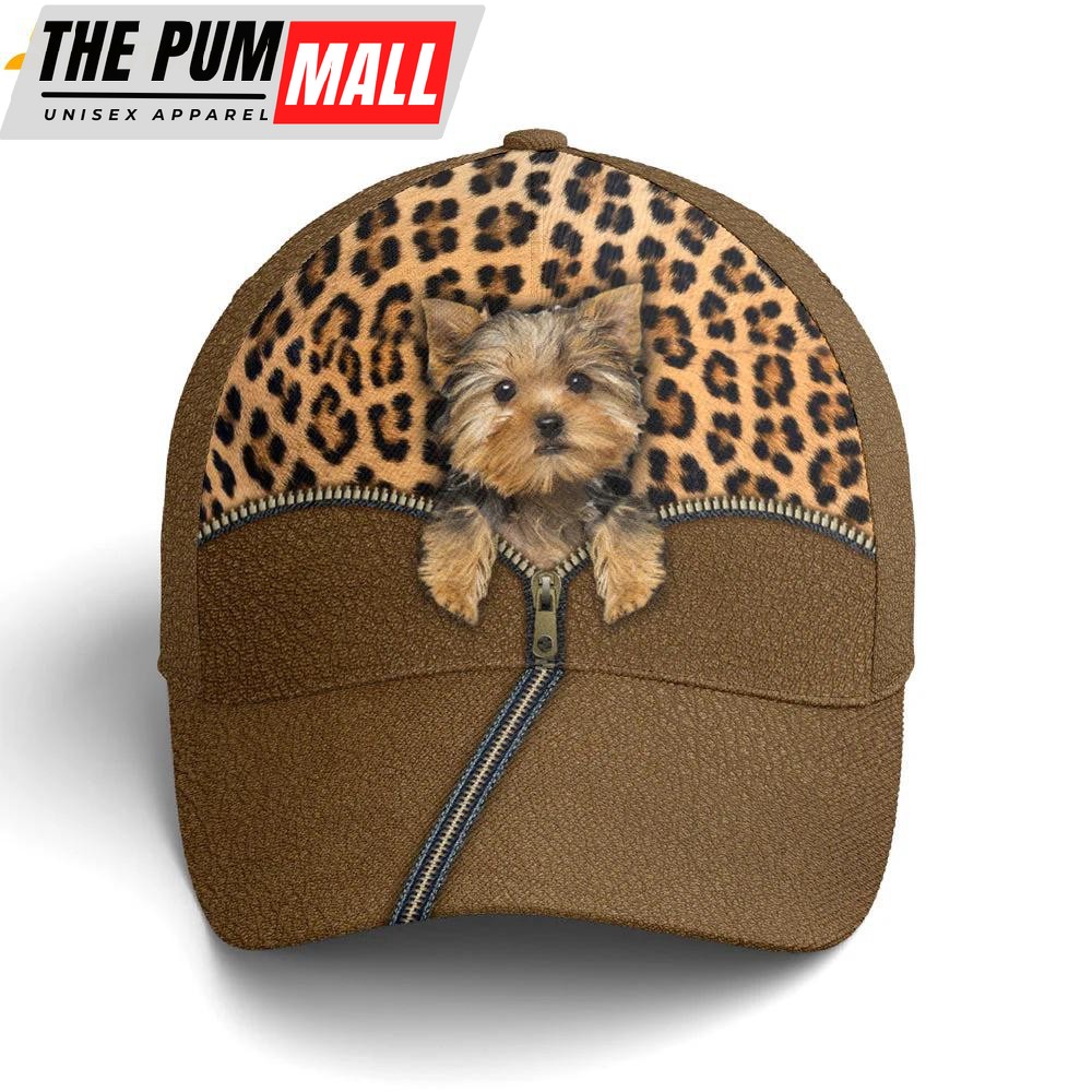 Yorkshire Dog Leopard Leather Style Classic Baseball Cap