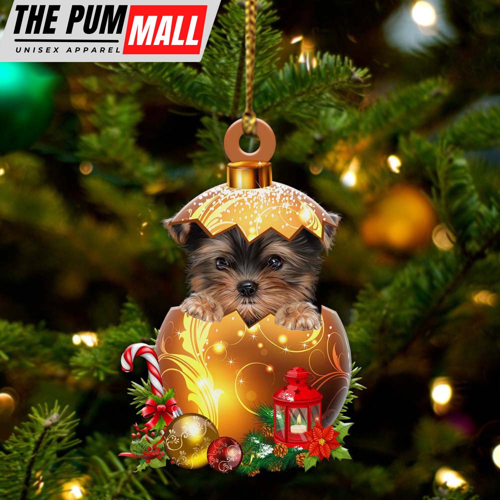 Yorkshire Terrier 03 In Golden Egg Christmas Ornament – Car Ornament – Unique Dog Gifts For Owners Limited Edition
