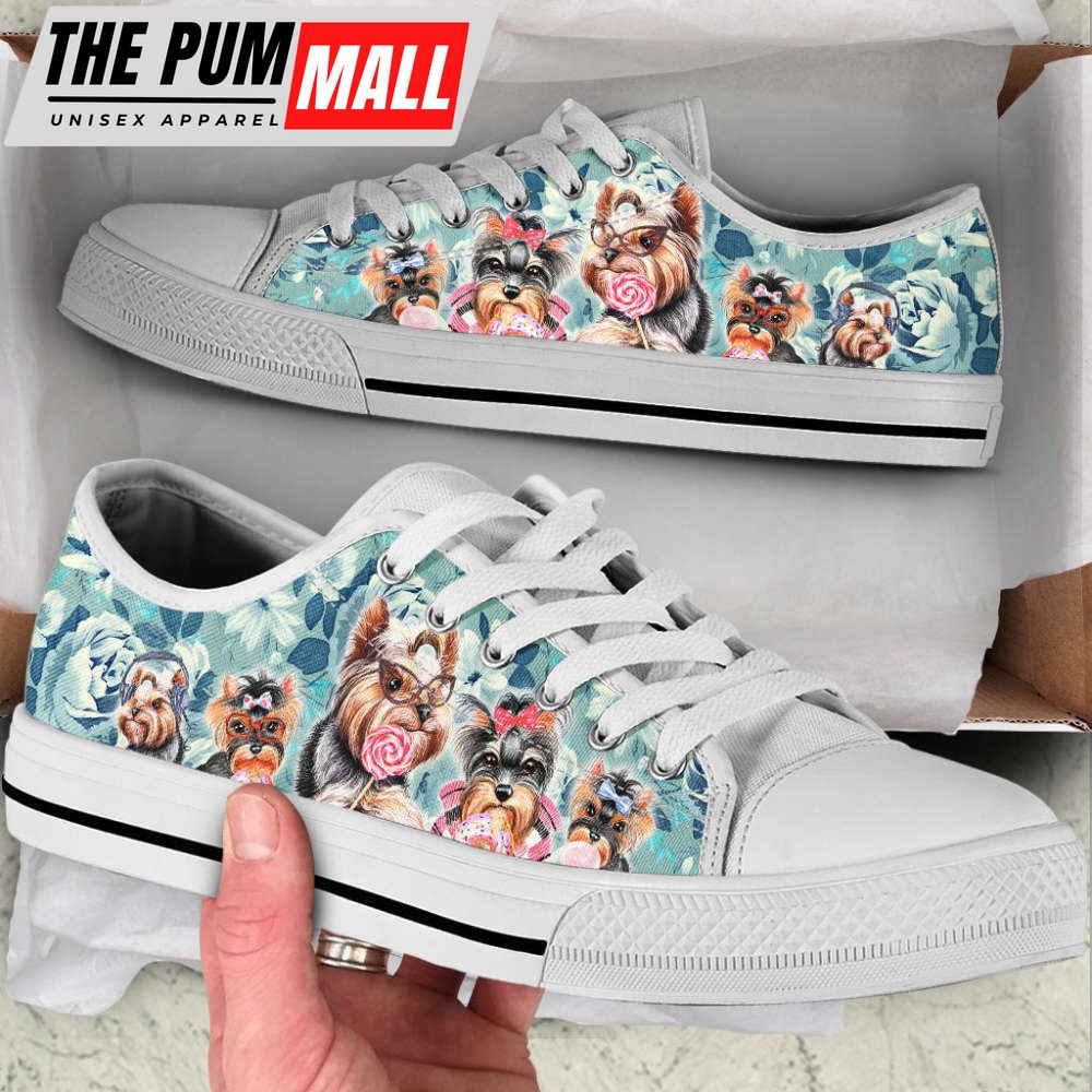 yorkshire-terrier-dog-flowers-pattern-low-top-shoes-canvas-sneakers-1at1bxgv Yorkshire Terrier Dog Flowers Pattern Low Top Shoes Canvas Sneakers