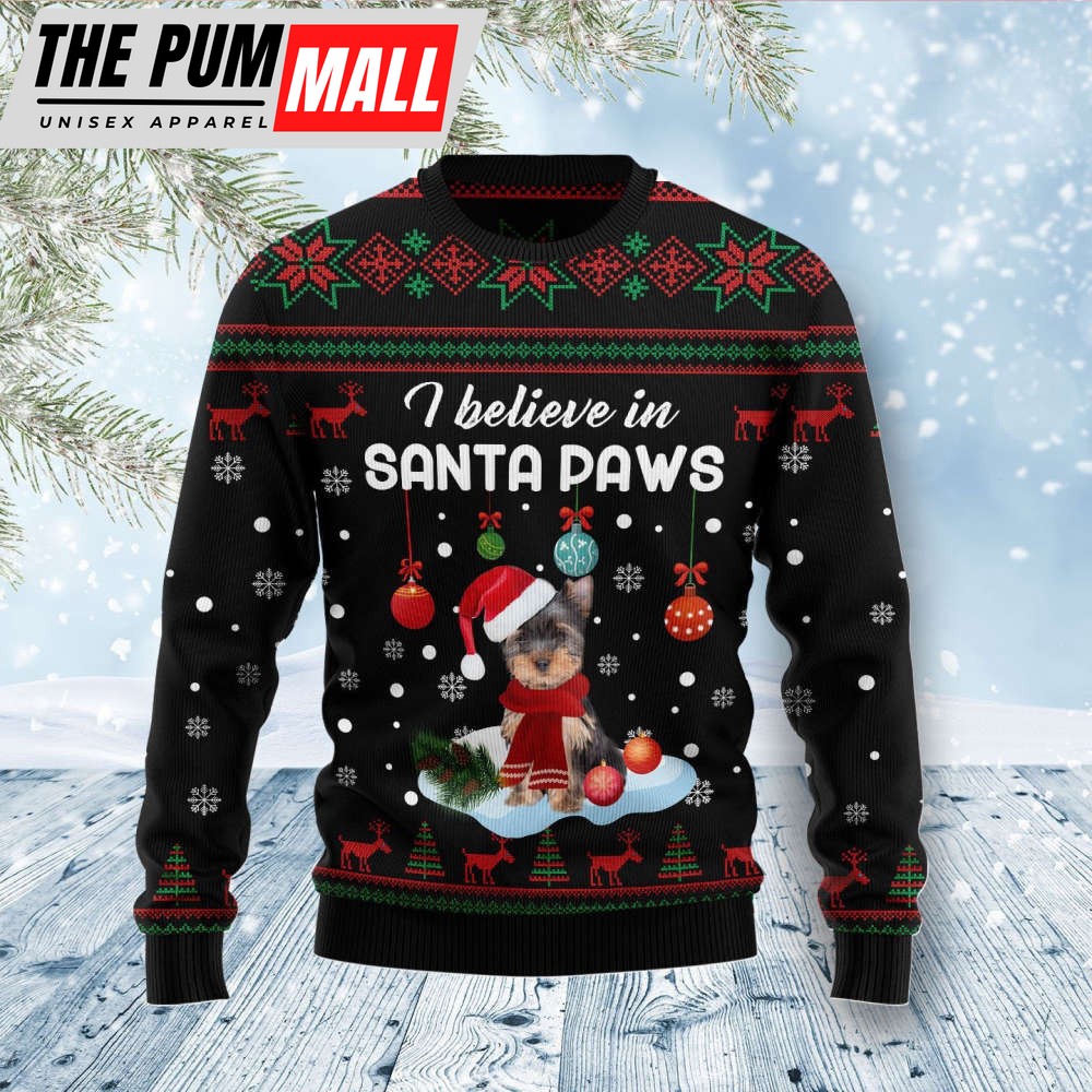 Yorkshire Terrier Santa Paw Ugly Christmas Sweater, Best Gift For Christmas 2023