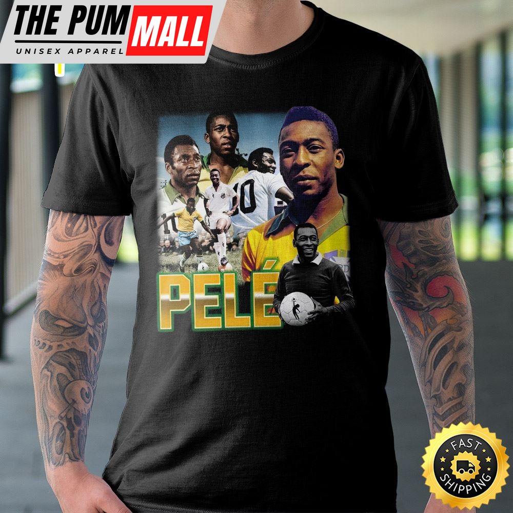 Young Pele The Legend Brazil Football Player Color Effect Art Design T-Shirt