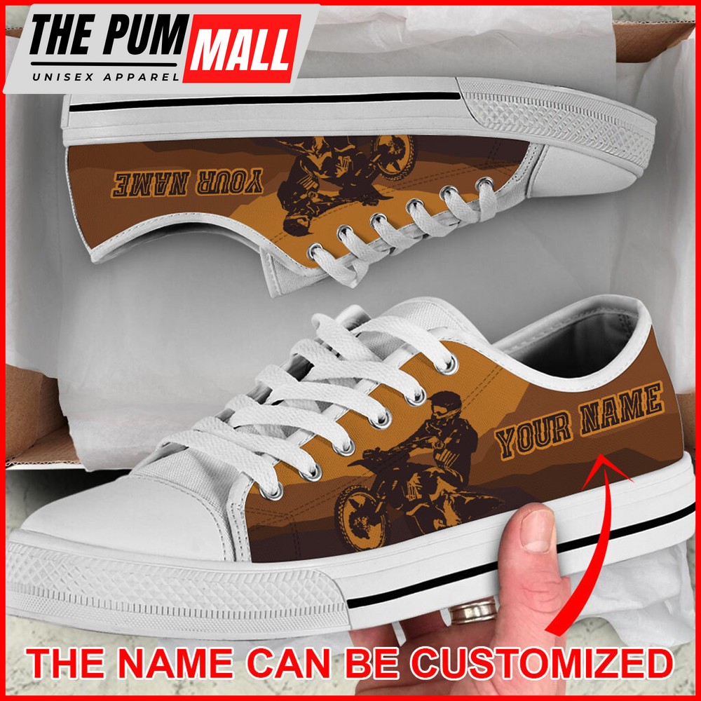 Your Name Motocross Moutain Personalized Custom Low Top Shoes – Canvas Print Lowtop Casual Shoes Gift For Adults