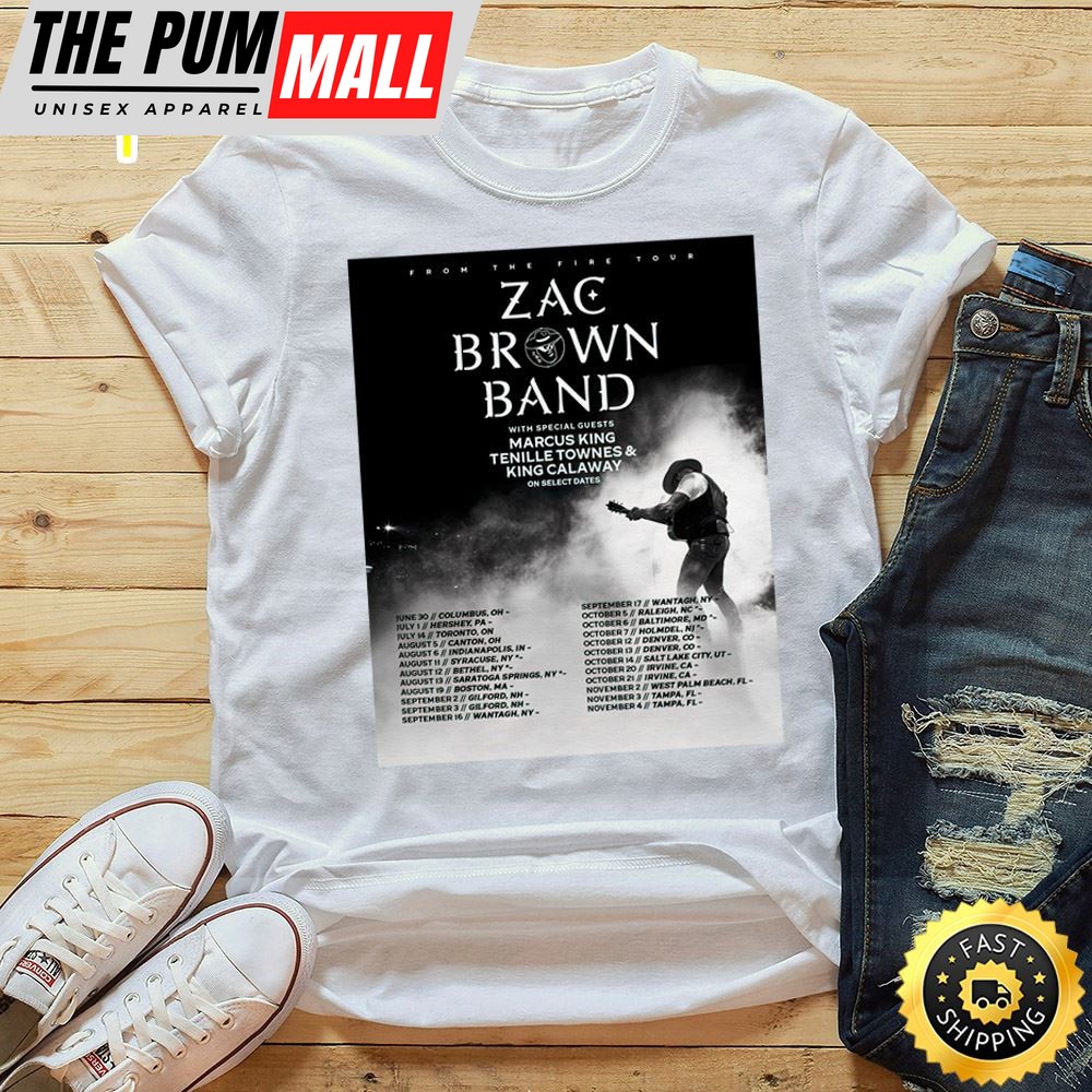 Zac Brown Band Detail From The Fire Tour 2025 Unisex Tshirt