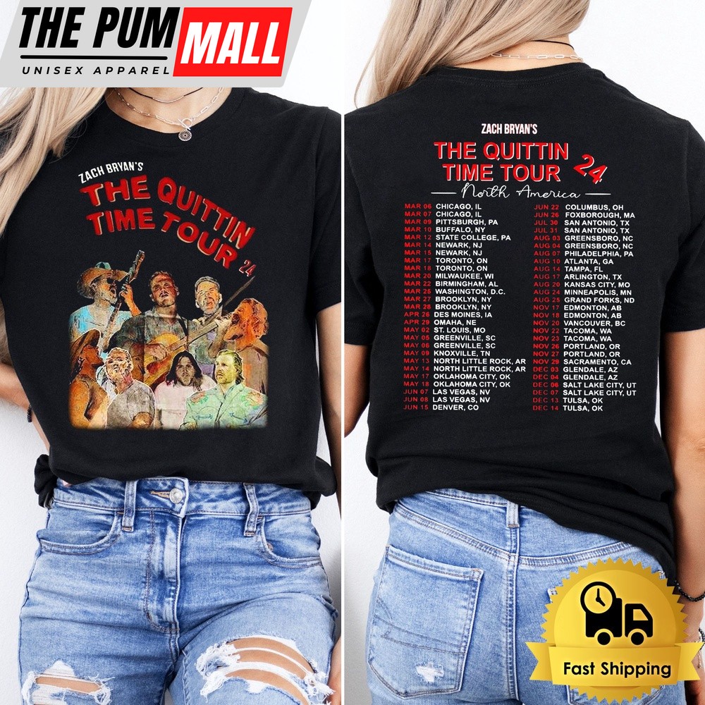 Zach Bryan’s The Quittin Time Tour North America Schedule 2024 Unisex T-Shirt