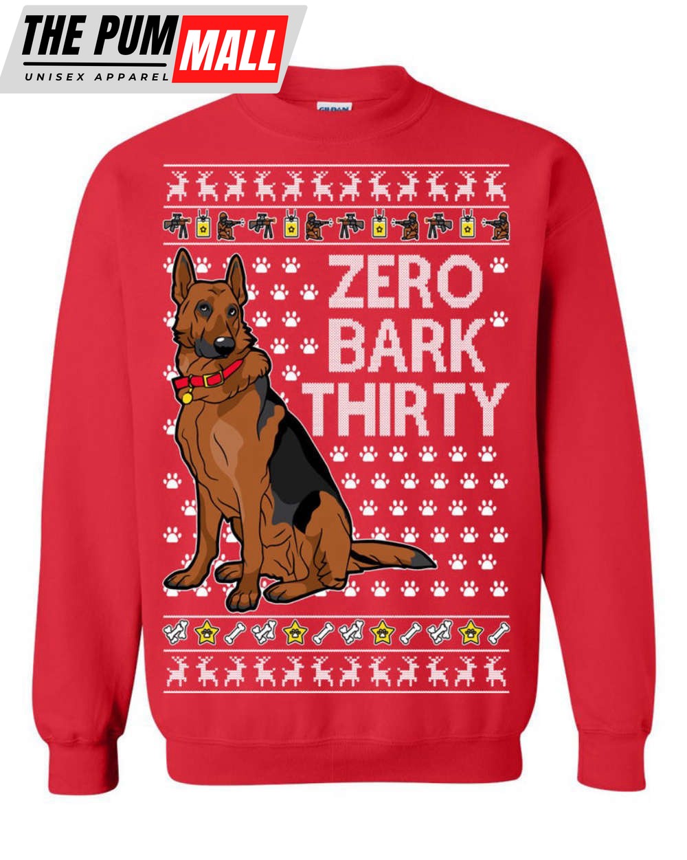 Zero Bark Thirty Dog Santa Claus Ugly Christmas Sweater